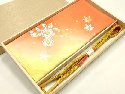 平和屋本店●和装小物　帯締め・帯揚げセット　丸組　辻が花　金銀彩　暈し染め　正絹　逸品　未使用　AABM2315ay