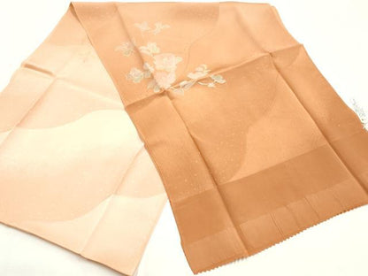 平和屋本店●和装小物　帯締め・帯揚げセット　高麗組　枝花文　椿　金糸　金彩　暈し染め　正絹　逸品　未使用　AABM2316ay