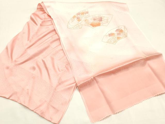 平和屋本店●和装小物　帯締め・帯揚げセット　笹浪組　地紙花文　金糸　金彩　暈し染め　正絹　逸品　未使用　AABM2317ay