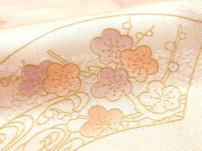 平和屋本店●和装小物　帯締め・帯揚げセット　笹浪組　地紙花文　金糸　金彩　暈し染め　正絹　逸品　未使用　AABM2317ay