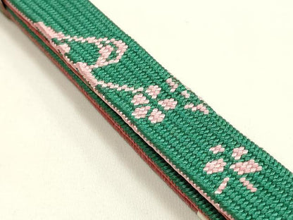 平和屋本店●和装小物　帯締め・帯揚げセット　高麗組　刺繍　笹竹花文　金糸　金銀彩　正絹　逸品　未使用　AABM2321ay