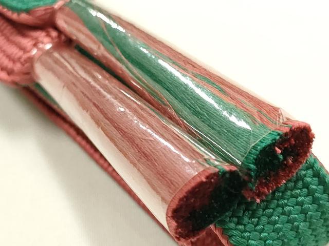 平和屋本店●和装小物　帯締め・帯揚げセット　高麗組　刺繍　笹竹花文　金糸　金銀彩　正絹　逸品　未使用　AABM2321ay
