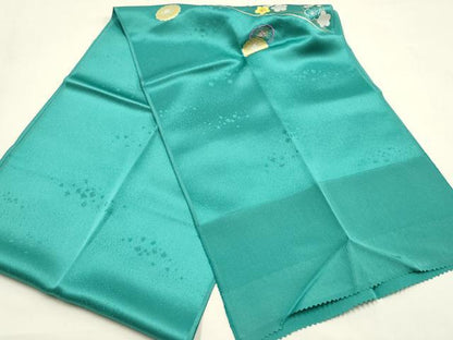 平和屋本店●和装小物　帯締め・帯揚げセット　高麗組　刺繍　笹竹花文　金糸　金銀彩　正絹　逸品　未使用　AABM2321ay