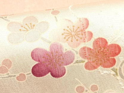 平和屋本店●和装小物　帯締め・帯揚げセット　内記組　霞枝花文　金糸　暈し染め　正絹　逸品　未使用　AABM2322ay