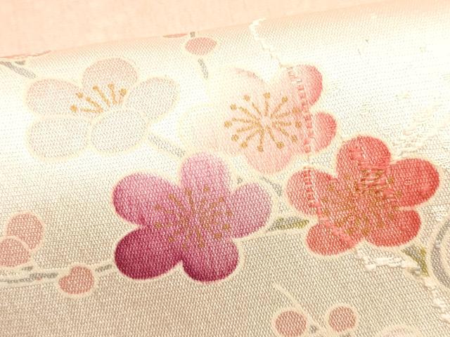 平和屋本店●和装小物　帯締め・帯揚げセット　内記組　霞枝花文　金糸　暈し染め　正絹　逸品　未使用　AABM2322ay