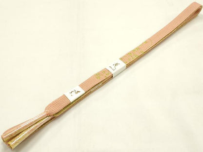 平和屋本店●和装小物　帯締め・帯揚げセット　高麗組　波紋　金糸　金彩　正絹　逸品　未使用　AABM2324ay