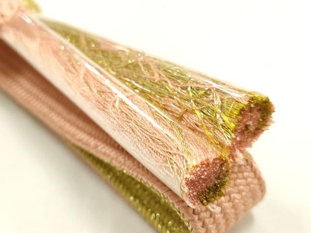 平和屋本店●和装小物　帯締め・帯揚げセット　高麗組　波紋　金糸　金彩　正絹　逸品　未使用　AABM2324ay