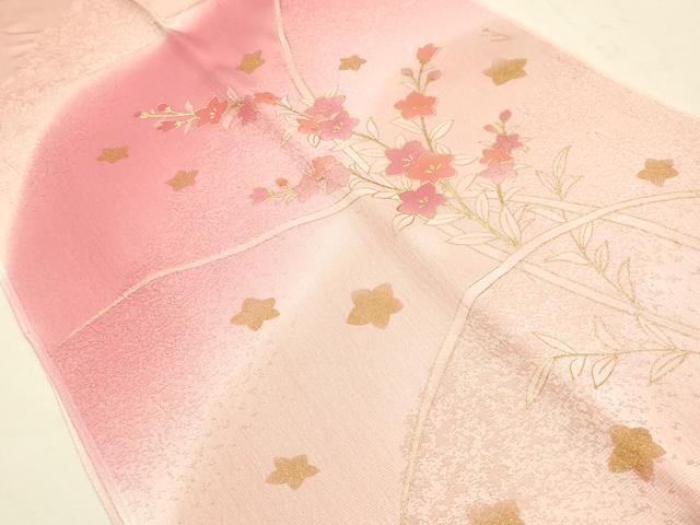 平和屋本店●和装小物　帯締め・帯揚げセット　大和高麗組　草花文　金糸　金彩　暈し染め　正絹　逸品　未使用　AABM2326ay