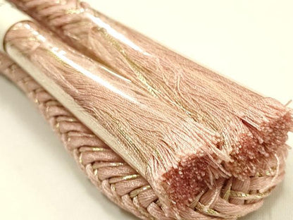 平和屋本店●和装小物　帯締め・帯揚げセット　丸組　芝草花文　菊　金糸　金彩　暈し染め　正絹　逸品　未使用　AABM2328ay