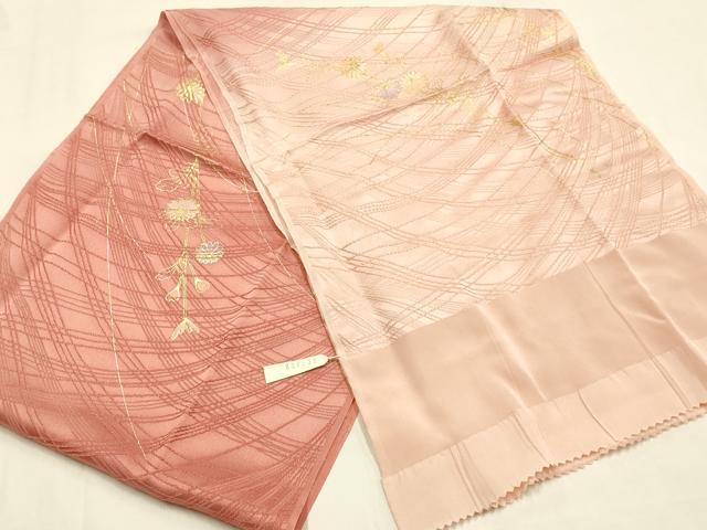 平和屋本店●和装小物　帯締め・帯揚げセット　丸組　芝草花文　菊　金糸　金彩　暈し染め　正絹　逸品　未使用　AABM2328ay