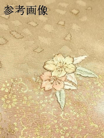 平和屋本店●和装小物　帯締め・帯揚げセット　高麗組　刺繍　霞花文　金糸　金彩　暈し染め　正絹　逸品　未使用　AABM2332ay