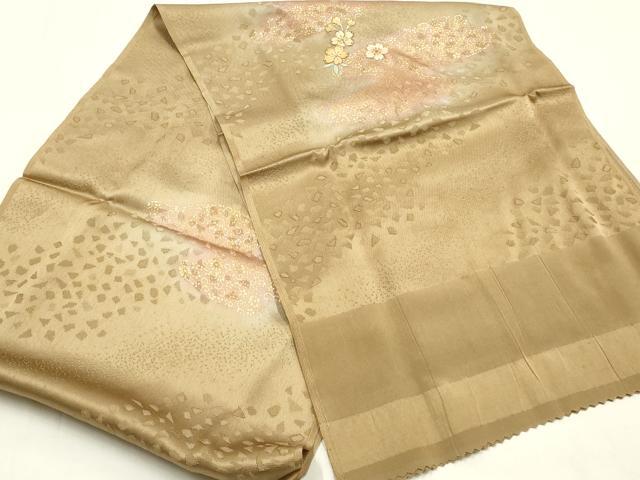 平和屋本店●和装小物　帯締め・帯揚げセット　高麗組　刺繍　霞花文　金糸　金彩　暈し染め　正絹　逸品　未使用　AABM2332ay