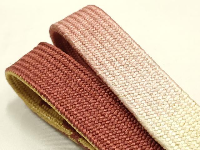 平和屋本店●和装小物　帯締め・帯揚げセット　高麗組　刺繍　霞花文　金糸　金彩　暈し染め　正絹　逸品　未使用　AABM2332ay