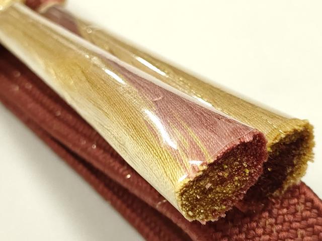 平和屋本店●和装小物　帯締め・帯揚げセット　高麗組　刺繍　霞花文　金糸　金彩　暈し染め　正絹　逸品　未使用　AABM2332ay