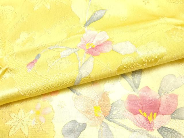 平和屋本店●和装小物　帯締め・帯揚げセット　篁　手描き　平組　枝花文　暈し染め　正絹　逸品　未使用　AABM2334ay