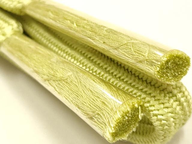 平和屋本店●和装小物　帯締め・帯揚げセット　篁　手描き　平組　枝花文　暈し染め　正絹　逸品　未使用　AABM2334ay
