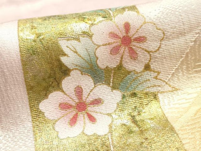 平和屋本店●和装小物　帯締め・帯揚げセット　笹浪唐組　短冊花文　金糸　金銀彩　暈し染め　正絹　逸品　未使用　AABM2338ay