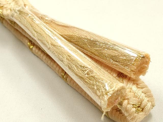 平和屋本店●和装小物　帯締め・帯揚げセット　平組　花柄　金糸　暈し染め　正絹　逸品　未使用　AABM2339ay