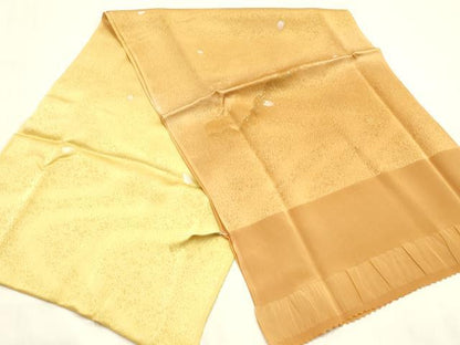 平和屋本店●和装小物　帯締め・帯揚げセット　笹浪組　霞舞花文　金糸　金彩　金通し地　正絹　逸品　未使用　AABM2340ay
