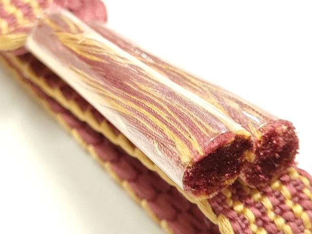 平和屋本店●和装小物　帯締め・帯揚げセット　平組　吉祥枝花文　椿　金彩　暈し染め　正絹　逸品　未使用　AABM2342ay