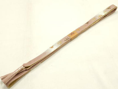 平和屋本店●和装小物　帯締め・帯揚げセット　高麗組 綾出し　草花文　金糸　金彩　暈し染め　正絹　逸品　未使用　AABM2344ay