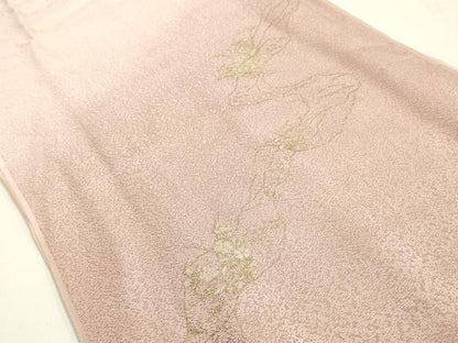 平和屋本店●和装小物　帯締め・帯揚げセット　高麗組 綾出し　草花文　金糸　金彩　暈し染め　正絹　逸品　未使用　AABM2344ay