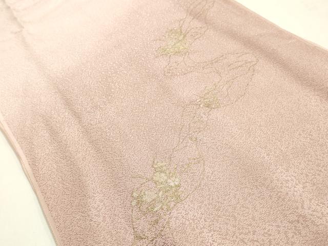 平和屋本店●和装小物　帯締め・帯揚げセット　高麗組 綾出し　草花文　金糸　金彩　暈し染め　正絹　逸品　未使用　AABM2344ay