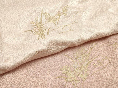 平和屋本店●和装小物　帯締め・帯揚げセット　高麗組 綾出し　草花文　金糸　金彩　暈し染め　正絹　逸品　未使用　AABM2344ay