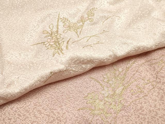 平和屋本店●和装小物　帯締め・帯揚げセット　高麗組 綾出し　草花文　金糸　金彩　暈し染め　正絹　逸品　未使用　AABM2344ay