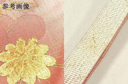 平和屋本店●和装小物　帯締め・帯揚げセット　高麗組　枝花文　金糸　金彩　暈し染め　正絹　逸品　未使用　AABM2345ay