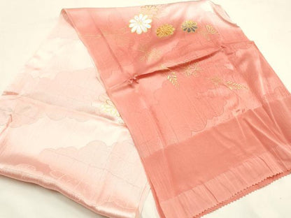 平和屋本店●和装小物　帯締め・帯揚げセット　高麗組　枝花文　金糸　金彩　暈し染め　正絹　逸品　未使用　AABM2345ay