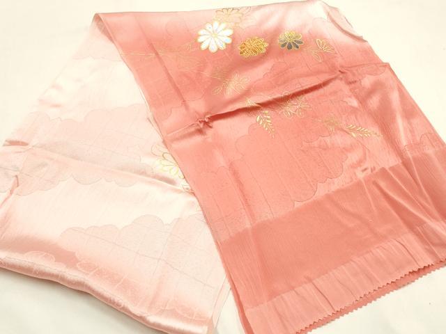 平和屋本店●和装小物　帯締め・帯揚げセット　高麗組　枝花文　金糸　金彩　暈し染め　正絹　逸品　未使用　AABM2345ay