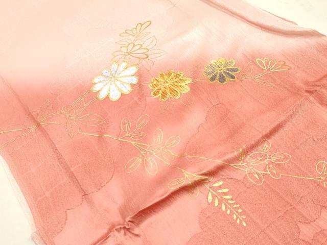 平和屋本店●和装小物　帯締め・帯揚げセット　高麗組　枝花文　金糸　金彩　暈し染め　正絹　逸品　未使用　AABM2345ay