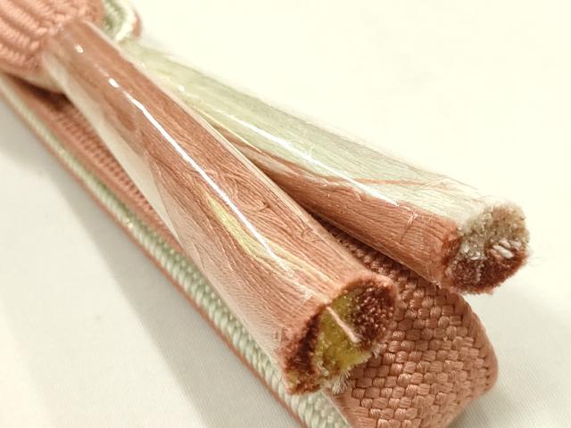 平和屋本店●和装小物　帯締め・帯揚げセット　高麗組　芝草花文　金糸　暈し染め　正絹　逸品　未使用　AABM2346ay