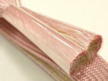 平和屋本店●和装小物　帯締め・帯揚げセット　高麗組　流水草花文　金糸　金銀彩　正絹　逸品　未使用　AABM2349ay