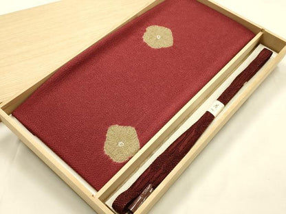 平和屋本店●和装小物　帯締め・帯揚げセット　平組　絞り　舞花文　正絹　逸品　未使用　AABM2351ay
