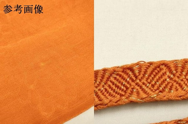 平和屋本店●和装小物　帯締め・帯揚げセット　唐組　立波花鞠文　金糸　金彩　暈し染め　正絹　逸品　未使用　AABM2352ay