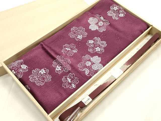 平和屋本店●和装小物　帯締め・帯揚げセット　高麗組　舞花文　唐草　金銀糸　正絹　逸品　未使用　AABM2353ay