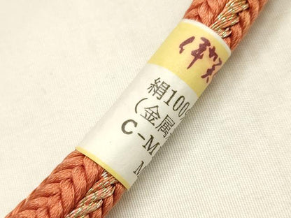 平和屋本店●和装小物　帯締め・帯揚げセット　変わり丸源氏組　伊賀組紐　舞花文　金糸　金彩　正絹　逸品　未使用　AABM2354ay