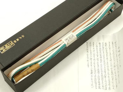 平和屋着物●和装小物　無形文化財　江戸組紐　五嶋紐　帯締め　奈良組　証紙付き　正絹　逸品　未使用　AABM2358ay