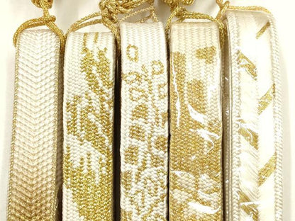 平和屋着物●和装小物　上質な帯締め5本セット　礼装用　高麗組　笹浪組　金糸　金彩　亀房付き　鈴乃屋扱い　逸品　未使用　AABM2368ay