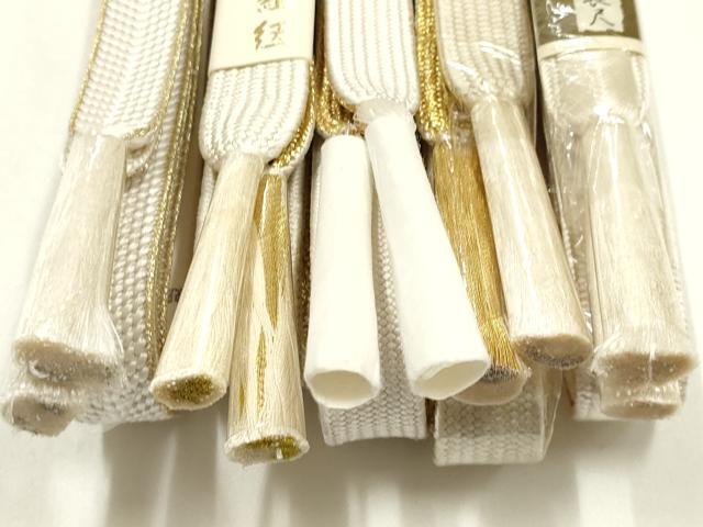 平和屋着物●和装小物　上質な帯締め5本セット　礼装用　高麗組　笹浪組　金糸　金彩　亀房付き　鈴乃屋扱い　逸品　未使用　AABM2368ay