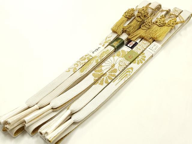 平和屋着物●和装小物　上質な帯締め5本セット　礼装用　高麗組 綾出し　金糸　亀房付き　正絹　逸品　未使用　AABM2370ay