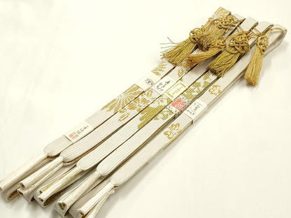 平和屋着物●和装小物　上質な帯締め5本セット　礼装用　高麗組 綾出し　千晃　金糸　亀房付き　正絹　逸品　未使用　AABM2372ay
