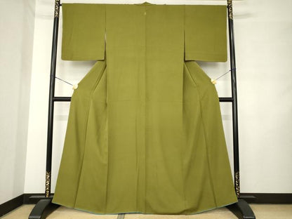 平和屋着物●上質な色無地　小花文　璃寛茶色　正絹　逸品　AABM2401ck