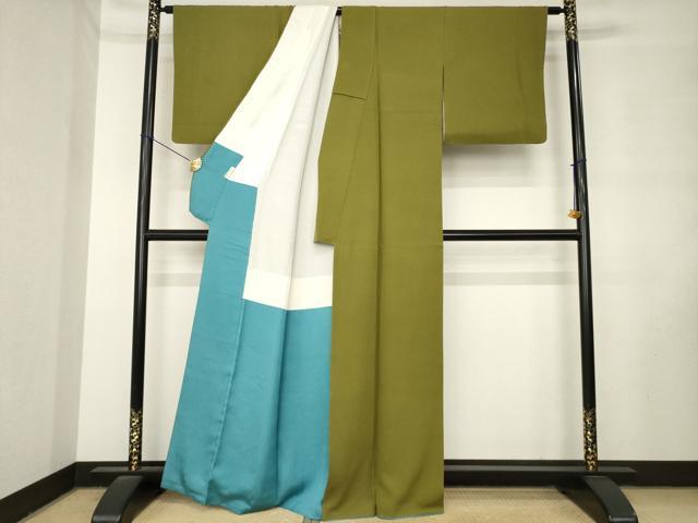 平和屋着物●上質な色無地　小花文　璃寛茶色　正絹　逸品　AABM2401ck