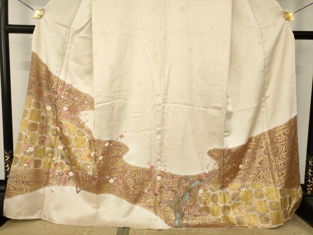 平和屋着物●豪華色留袖　流水枝梅文　金彩　正絹　逸品　AABM2402ck