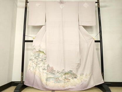 平和屋着物●豪華色留袖　寿光織　人物風景文　正絹　逸品　AABM2405ck