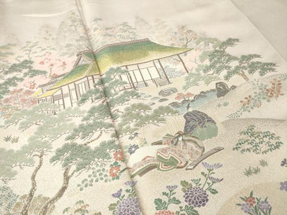 平和屋着物●豪華色留袖　寿光織　人物風景文　正絹　逸品　AABM2405ck