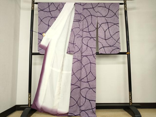 平和屋着物●小振袖　二尺袖　総絞り　幾何学文様　正絹　逸品　AABM2406ck